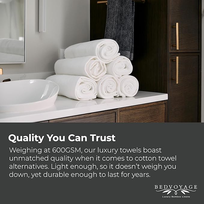 BedVoyage Luxury Bath Towels Set of 8 - Ultra Soft Plush Bathroom Towel Set - Highly Absorbent Viscose from Bamboo Bath Towels Ultra Soft - Spa Towel for Body -Sage