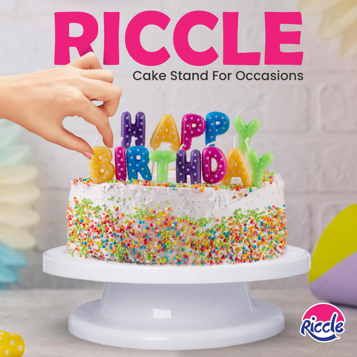 Riccle 94 pcs Cake Decorating Kit with Cake Turntable - Includes 50pcs 16 Inch Disposable + 2 Reusable Piping Bags and Tips Set, 24 Icing Piping Tips, 2 Spatulas, 3 Icing Comb Scraper, 6 Cake Liners