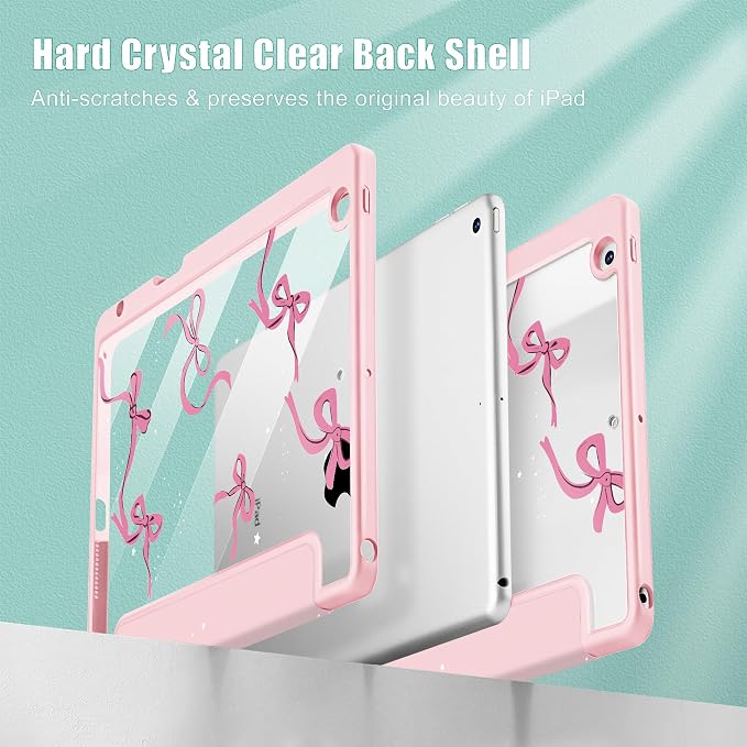 May Chen for iPad 9th Generation with Pencil Holder iPad 8th/7th Gen Case 10.2-inch [Penceil Holder] Trifold Stand Auto Wake/Sleep Clear TPU Protection Back Cover Ballet Shoes