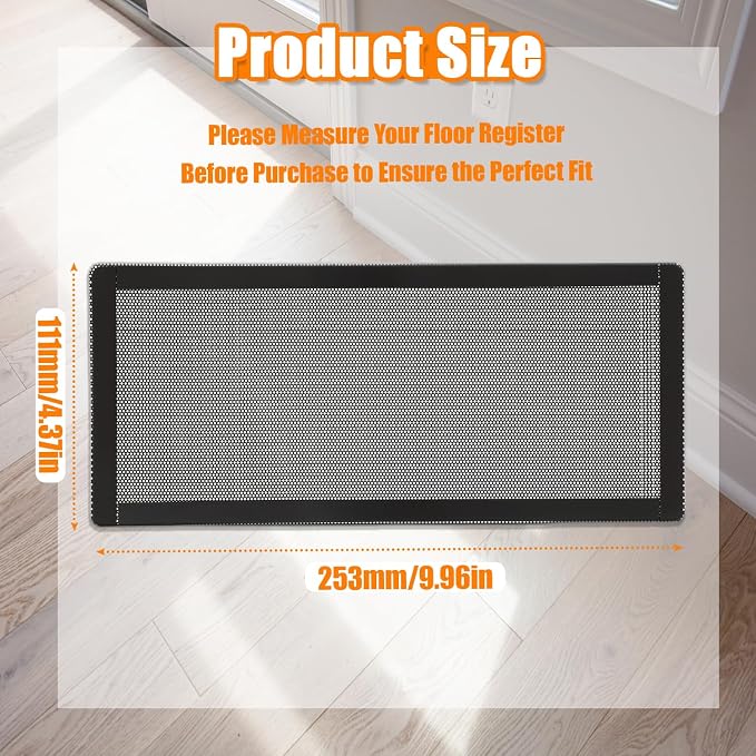Magnetic Floor Vent Covers- 4"x10" Air Vent Screen Mesh Cover, Floor Register