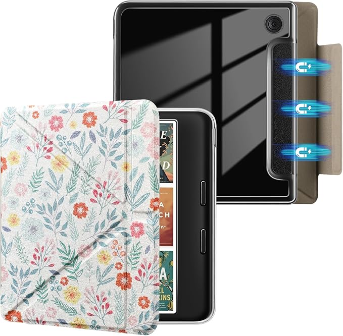E NET-CASE Detachable Magnetic Case for 7 Kobo Libra 2 &amp Tolino Vision 6(2021) eReader Ultra Clear Back Scratch-Proof Light丨Easy to Detach &amp Attach丨Auto Sleep/Wake (Black)
