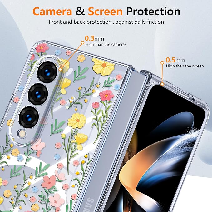 for Galaxy Z Fold4 CaseBuilt-in Magnet CircleWireless Charging | Military-Grade Shockproof case Cover for Samsung Galaxy Z Fold4Anagallis