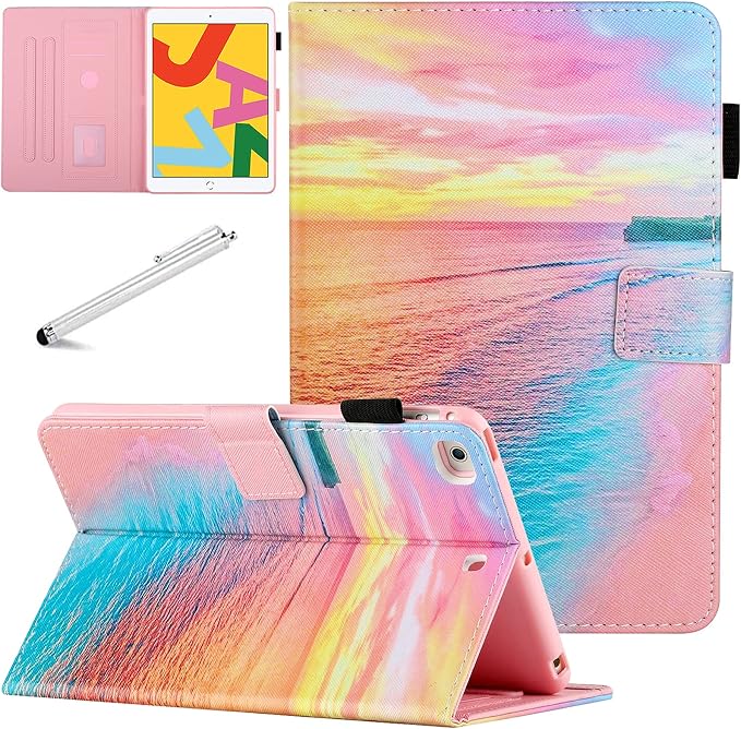 iPad mini Case FANCITY Mini 4 Mini 5 Mini 3/2/1 Smart Wake Sleep Case with Kickstand [Card Slot &amp Pen Holder] PU Leather Protective Cover for Apple iPad mini 4 Mini 5 2019 Mini 2/3 - Beach