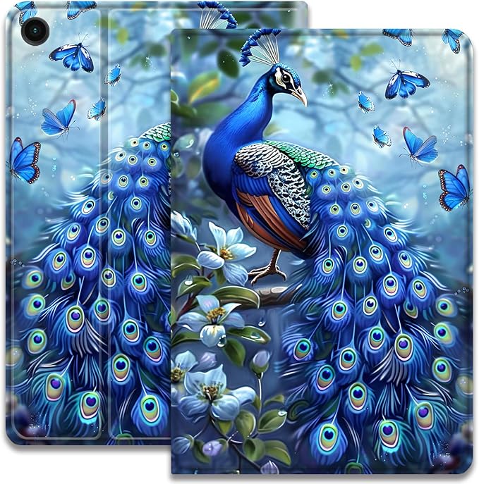 Case for Samsung Galaxy Tab A11 + Plus/A9 + Plus 11 Inch 2025/2023 Ultra-Thin Multi-Angle Protective Cover with Auto Sleep/Wake Black Cat and the Blue Flower