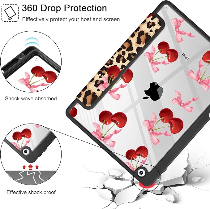 May Chen for iPad 9th Generation with Pencil Holder iPad 8th/7th Gen Case 10.2-inch [Penceil Holder] Trifold Stand Auto Wake/Sleep Clear TPU Protection Back Cover Ballet Shoes