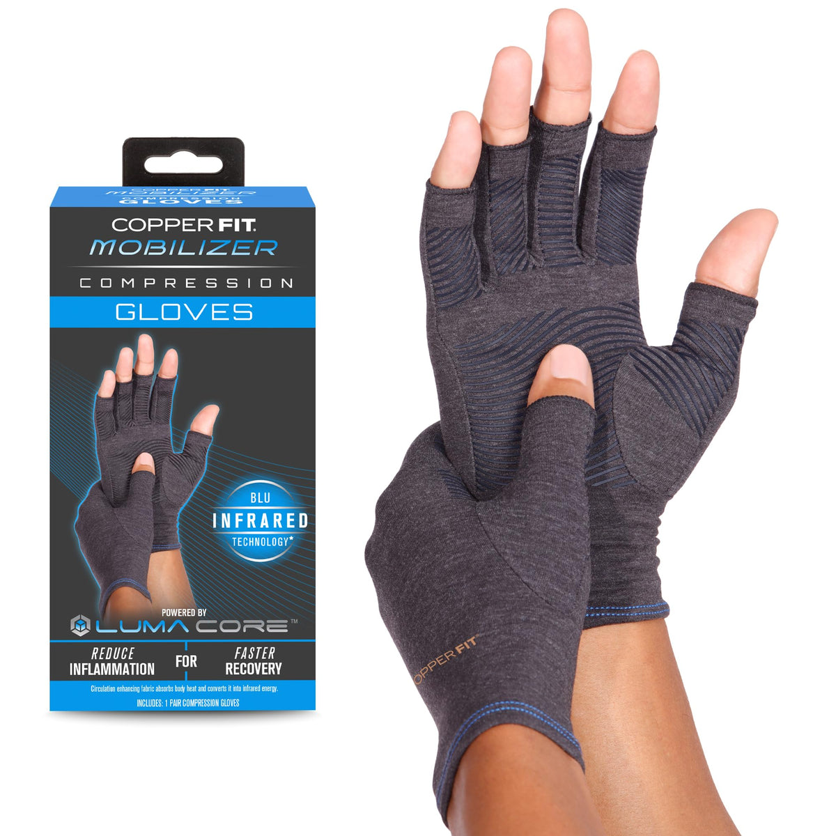 Copper Fit Mobilizer Compression Gloves (Small,Medium)