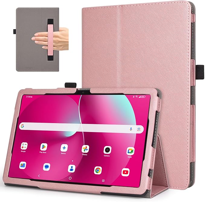 RSAquar Case for T-Mobile Revvl Tab 2 2025 Released 10.1 inch with Pen Loop Lightweight Folding Stand Cover with Hand Strap for Revvl Tab 2 Tablet Black
