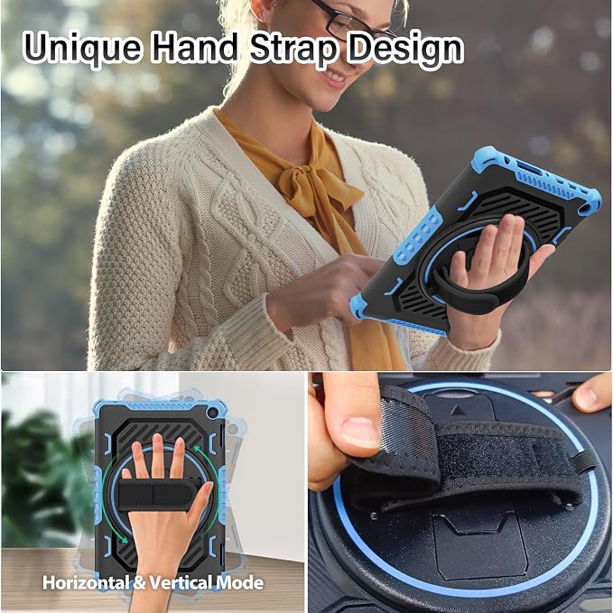 for Flre HD 8 &amp 8 Plus Case 12th/10th Generation | (2024/2022/2020 Release) with 360 Kickstand Hand Strap for Kids