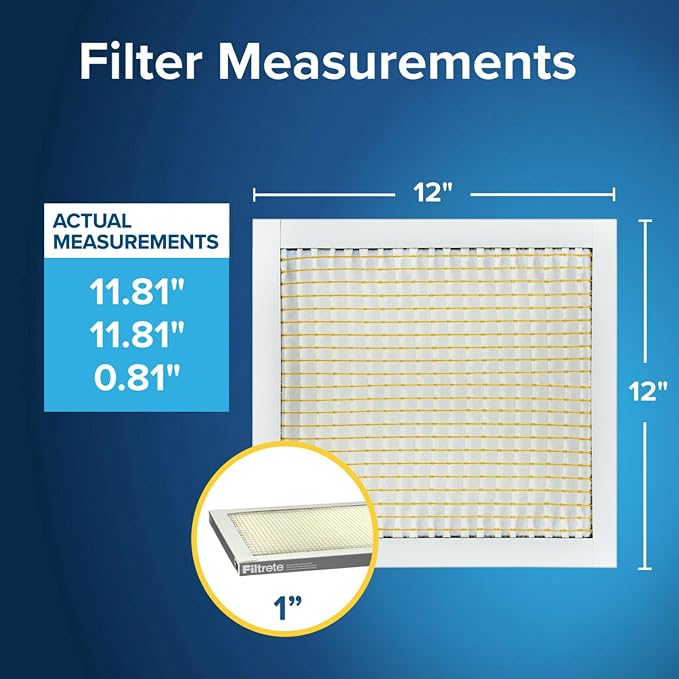Filtrete 12x12x1 Air Filter, MPR 300, MERV 5, Clean Living Basic Dust 3-Month