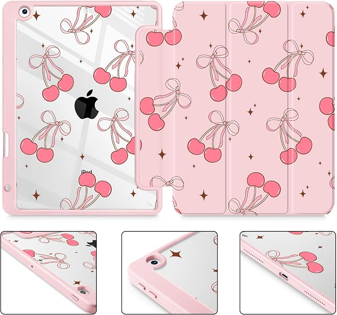 May Chen for iPad 9th Generation with Pencil Holder iPad 8th/7th Gen Case 10.2-inch [Penceil Holder] Trifold Stand Auto Wake/Sleep Clear TPU Protection Back Cover Ballet Shoes