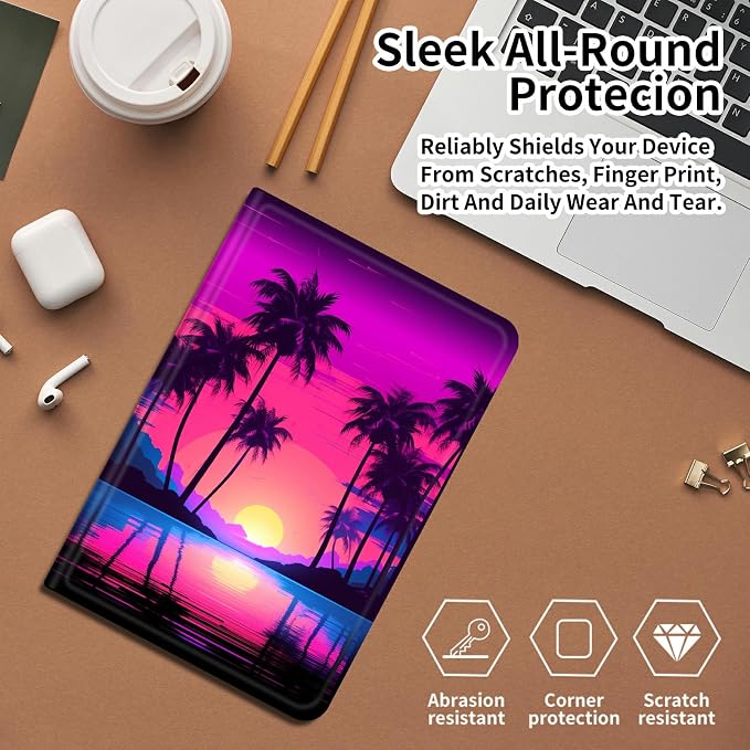 Case for Fire 7 Tablet &amp Fire 7 Kids (12th Gen 2022 Release) - Slim PU Leather Protective Smart Cover with Auto Sleep/Wake &amp Multi-Angle StandBlue Dandelion