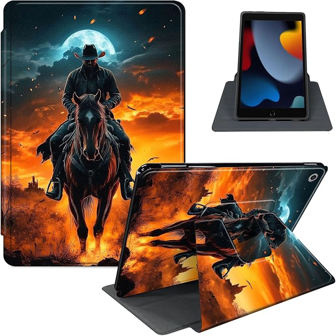 for iPad 11th Generation (A16 2025) 11 / iPad 10th Gen 10.9 2022 Case 360° Rotating PU Leather Stand Cover with Auto Sleep/Wake Shockproof TPU Backl Raccoon Perched