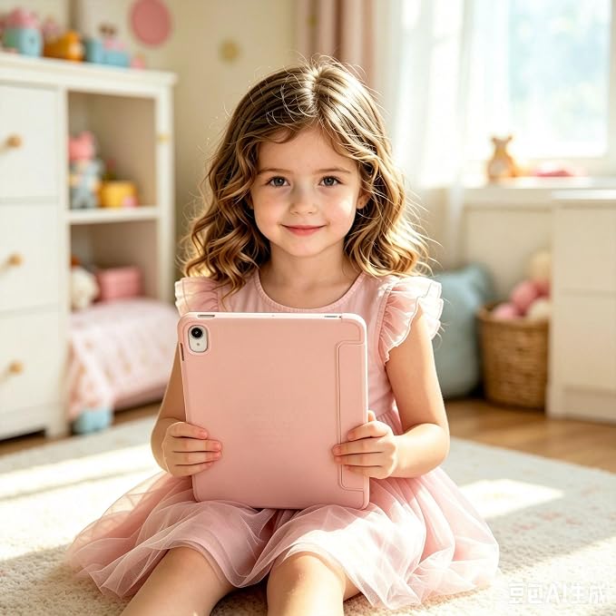 for iPad A16 11 Inch 2025 /for iPad 10th Generation 10.9 Inch 2022 Cute iPad Black Case with Pencil Holder-[Auto Wake/Sleep] Trifold Stand Soft TPU Protective Cover Pink Bows