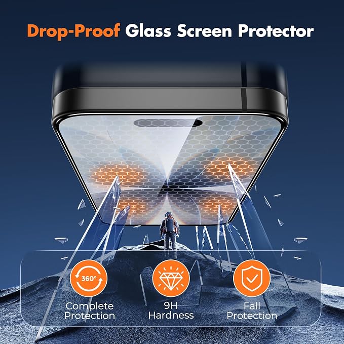 UNBREAKcable 3-Pack Screen Protector for iPhone 15 Double Shatterproof Tempered Glass [Easy Installation Frame] [99.99% HD Clear] [9H Hardness] [Full Coverage] [Case Friendly] for Apple 15 6.1 inch