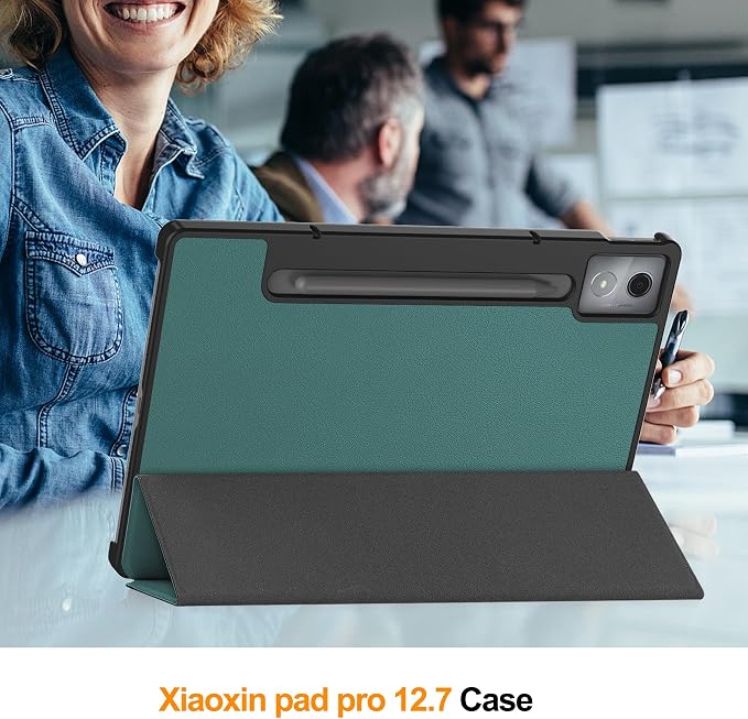 Gylint PU Leather Case for Lenovo Idea Tab Pro/Xiaoxin Pad Pro 12.7 Inch 2025 Ultra Thin Folding Folio Stand Protective Cover Black