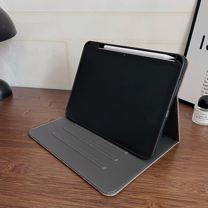 Brown Designer Leather case for iPad 11th Gen 11-inch (2025 A16) &amp iPad 10th Gen 10.9-inch (2022). Soft TPU Back Cover Built-in Pencil Holder Multi-Angle Stand and auto Sleep/Wake