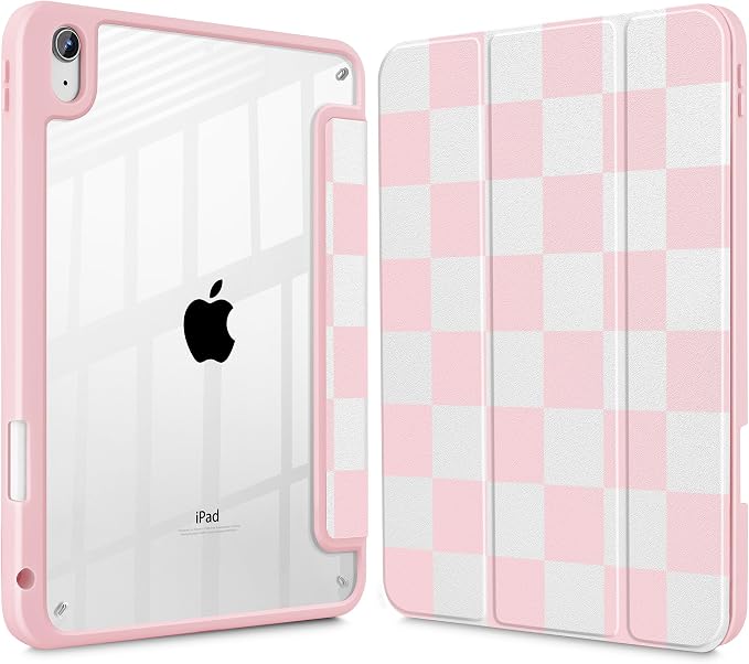 Tuiklol Case for iPad Air 11 Inch M4 2026 / Air 11 Inch M3 2025 / Air 11 Inch M2 2024 / iPad Air 10.9 Inch 2022 2020 Buit in Pencil Holder with Shockproof Cover Clear Transparent Back Black Flower