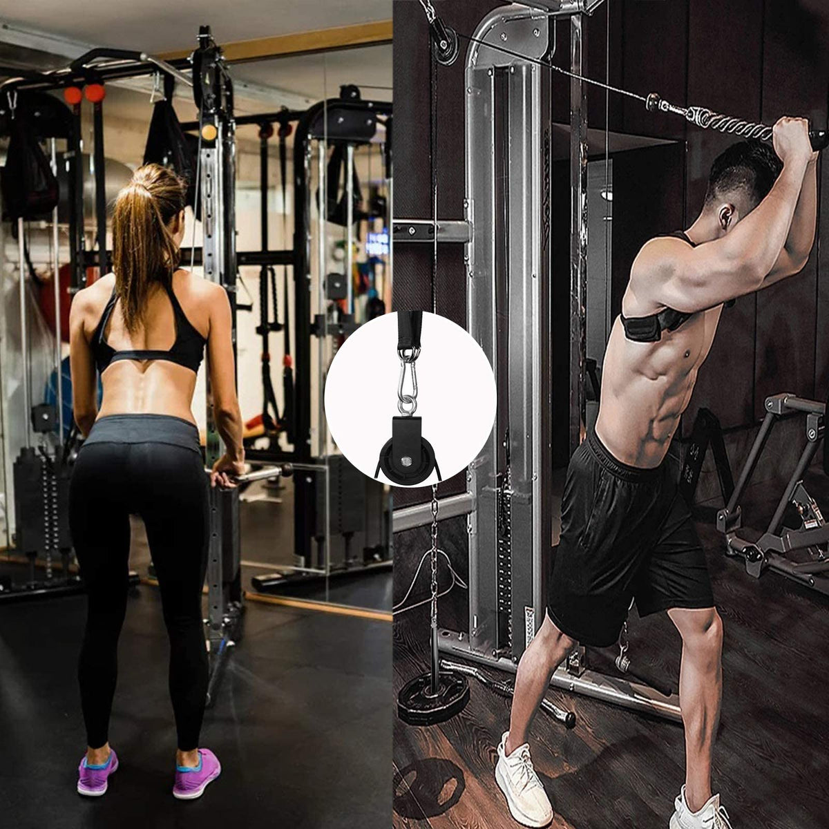 Home Gym Pulley Cable System,Silent Weight Cable Machine Attachment for Lat Pulldowns Tricep Extensions Heavy Duty Coated Steel Wire,Easy DIY Setup with Hanging Strap Carabiners Ideal for Small Spaces
