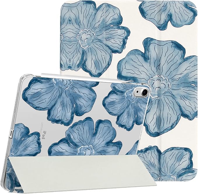 Lovmooful for iPad 9/8/7 Gen Case with Pencil Holder Cute-Bear Flower | Fit for iPad 9/8/7 (10.2-Inch2021/2020/2019 Model9th/8th/7th Generation)Soft TPUTrifold StandProtectiveGirly