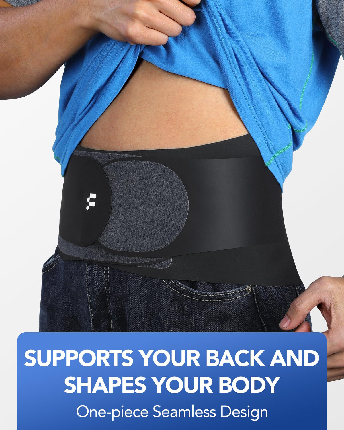 Fitomo 0.5mm Ultra Thin Back Brace for Women Men, 3D Lumbar Pad, Seamless Yoga Fabric, Lightweight Back Brace for Lower Back Pain Relief, Sciatica, Posture, Lifting, Wearg Under Clothes, Black, XL