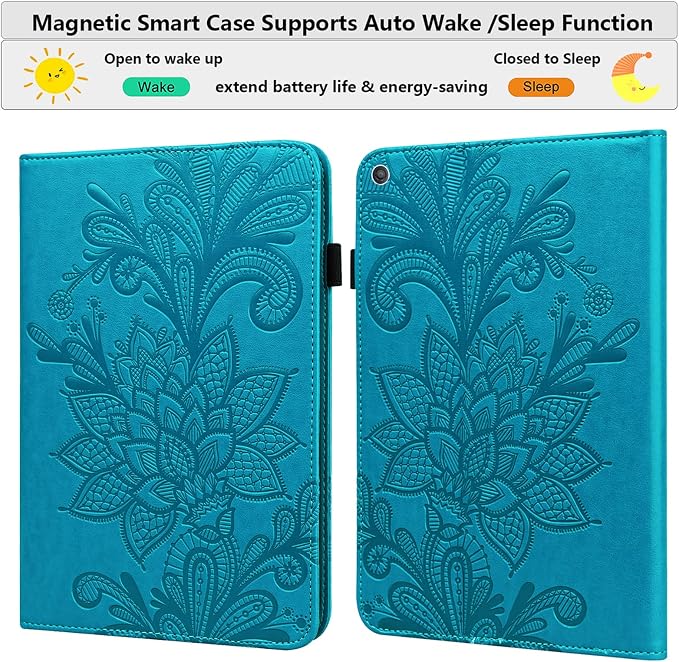 Fire HD 8 Case Slim Folding Stand Auto Wake/Sleep Wallet Case with Cards/Cash Holder for Amazon Fire HD 8(8th/7th/6th Gen 2018/2017/2016 Release)-Black