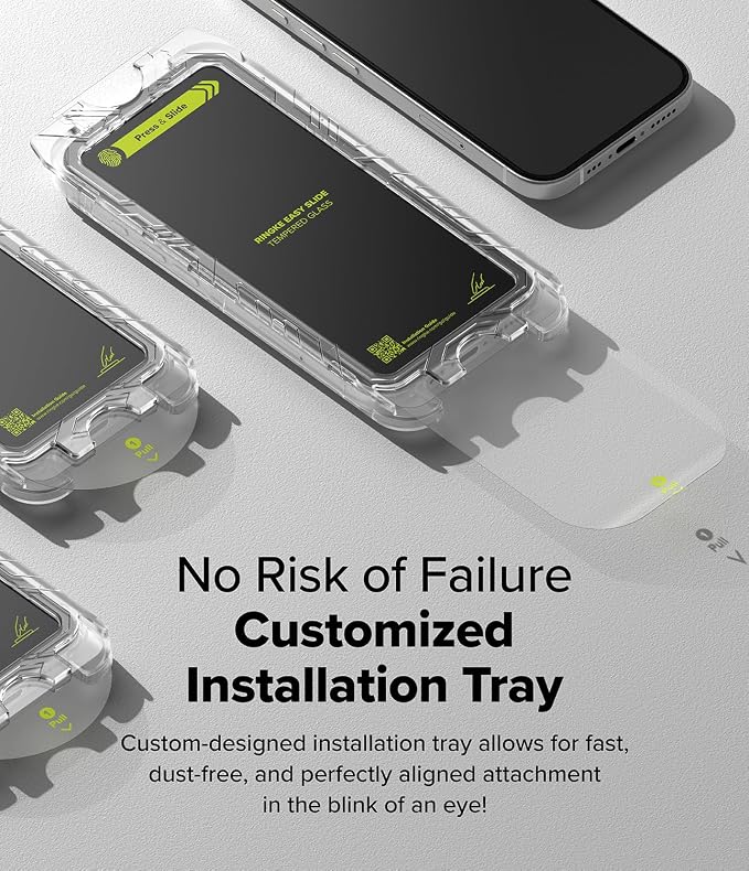 Ringke for iPhone 16/15 Screen Protector [Easy Slide 2 Pack] | Easy Installation with Alignment Tool Case Friendly Premium 9H Hardness Tempered Glass