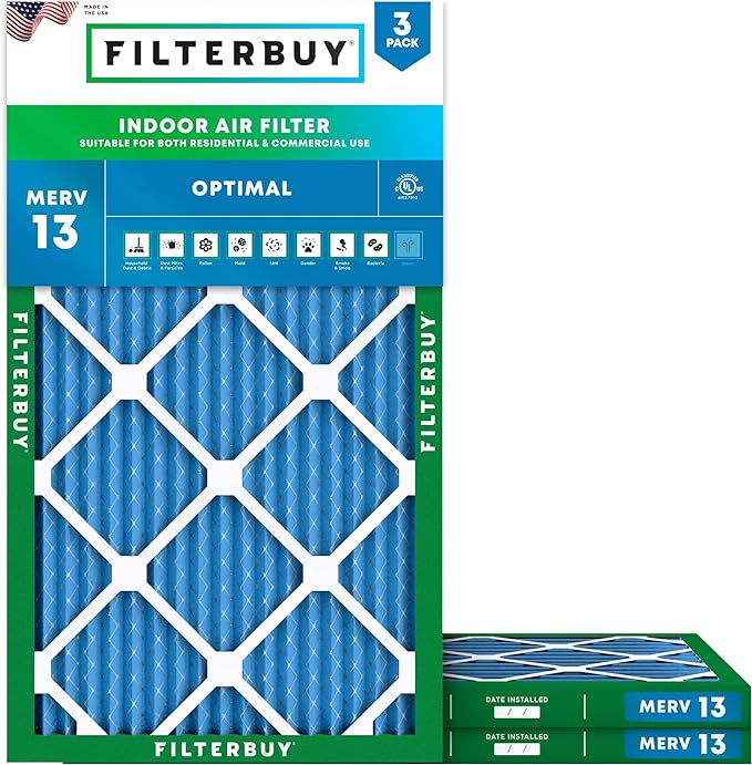 Filterbuy 17.13x26.25x1 Air Filter MERV 13 Optimal Smoke & Allergy Defense