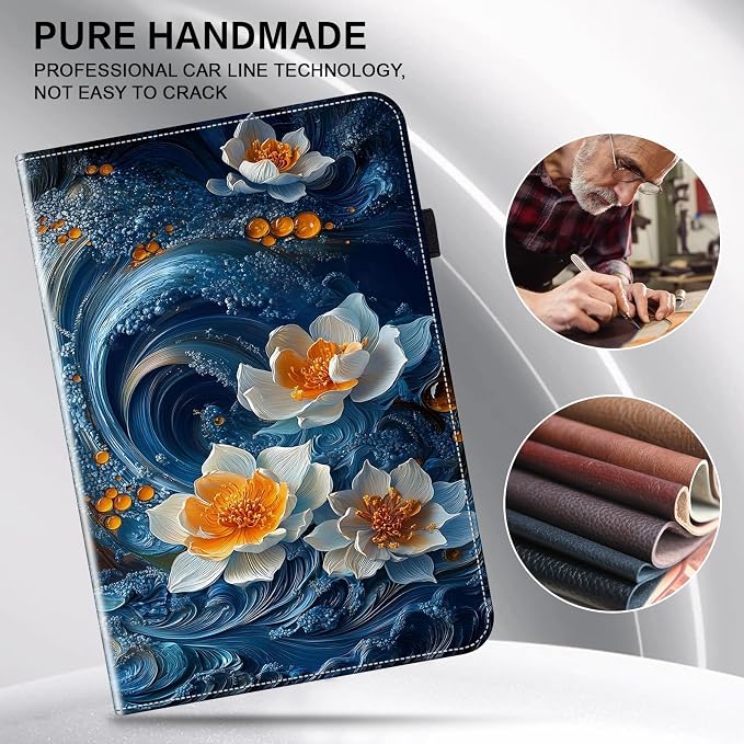 Case for Samsung Galaxy Tab A 10.1 2019 Model SM-T510/T515/T517 Stylus Holder Flip Wallet Leather Shockproof Cover for Galaxy Tab A SM-T510 Case Bicolor Marble