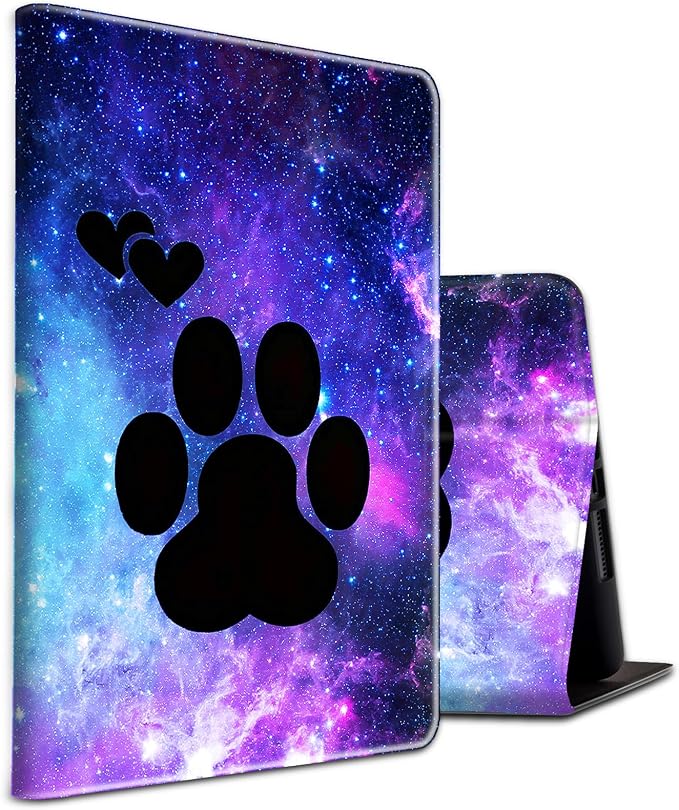 for 10.1 Amazon Fire HD 10 Tablet (13th Generation 2023 Release)PU Leather Multi-Angle Anti Slide Stand Cases with Auto Wake/SleepAnimals Dog Paws Galaxy