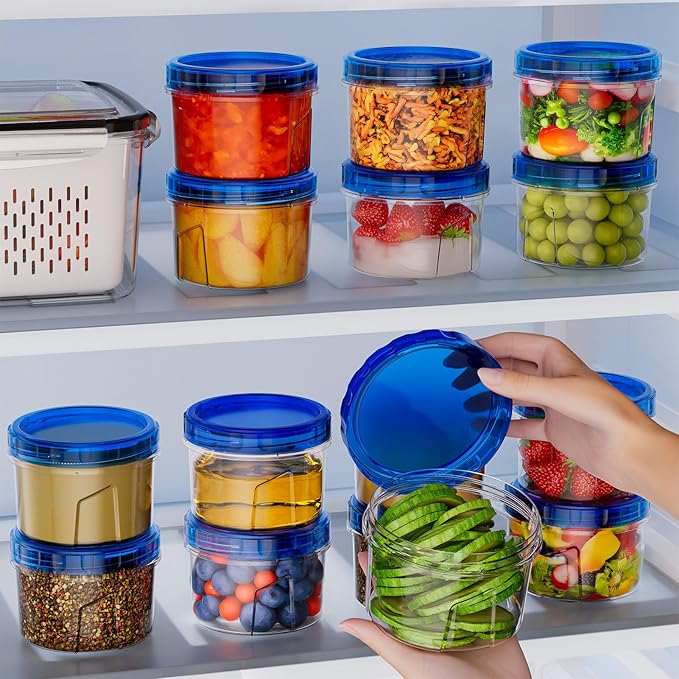 6 Pack-16 OZ Freezer Storage Containers, Small Plastic Containers with Twist Top Lids, Round Food Storage Containers, Reusable Soup Container Microwave/Dishwasher Safe