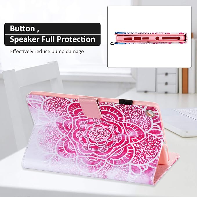 Dteck for Fire HD 8 Tablet Case (8th/7th/6th Generation-2018/2017/2016 Release) 8 Slim Folio Case with Auto Sleep Wake &amp Stand Function with Hand Strap Protective PU Leather Cute Cover Colorf