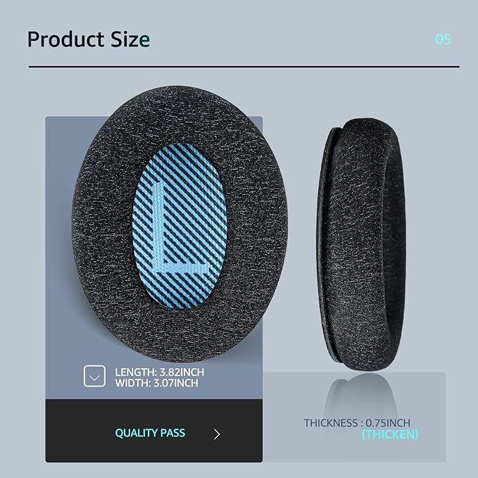 Fabric Comfort - Wzsipod Ear Pads for Bose Quiet Comfort 25/QC25 Headphones, Compatible with QC35 QC35ii QC45 QC15 & More Series, Replacement Exclusive Styles,s2