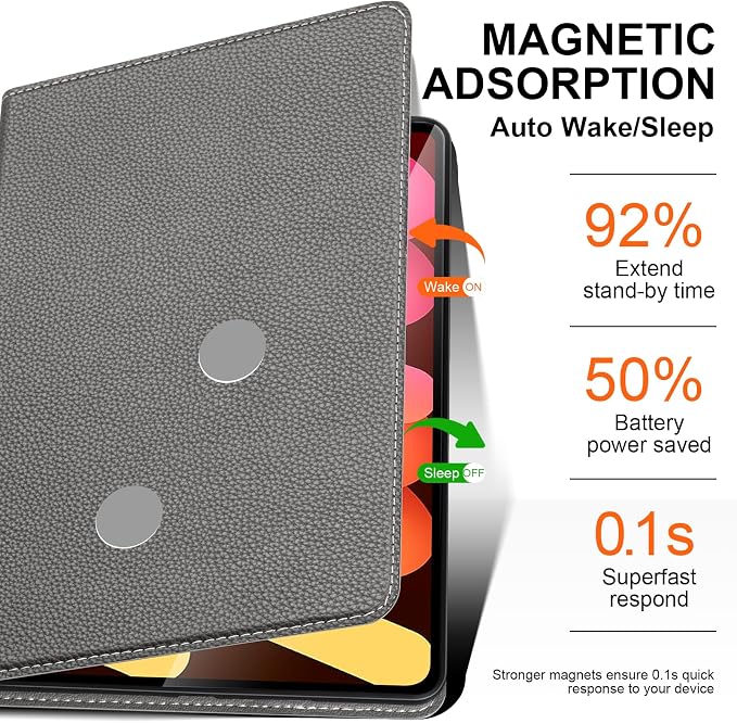 Case for iPad mini 7 (A17 Pro) 2024 iPad mini 6th Gen 2021 Black | Leather Protective Shockproof Smart Cover Adjustable Stand Auto Wake/Sleep Multiple View Angles