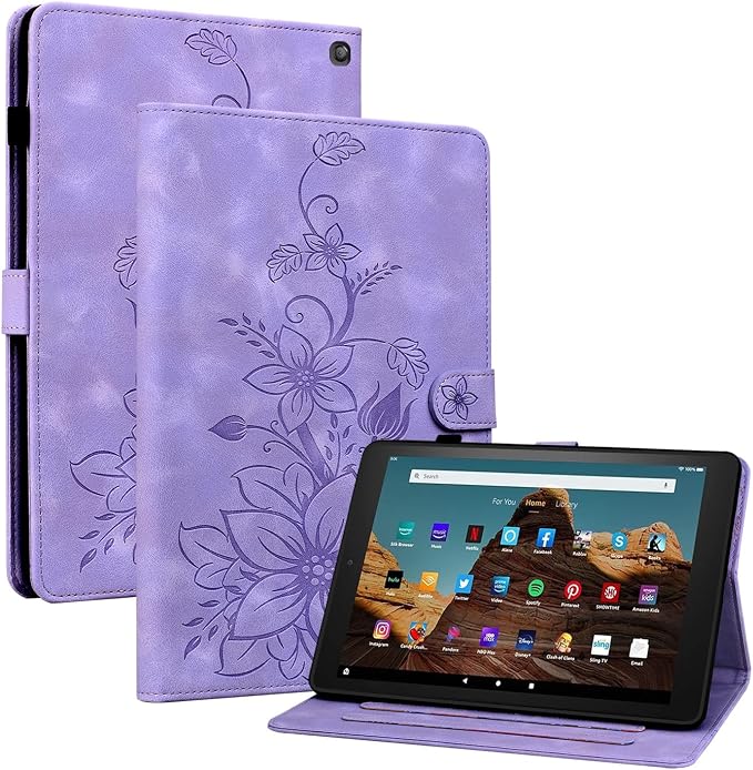 Case for All-New Amazon Fire HD 10 and 10 Plus Tablet (13th/11th Generation 2023/2021 Release) Magnetic Clasp Stand Leather Case with Pen Holder Blue