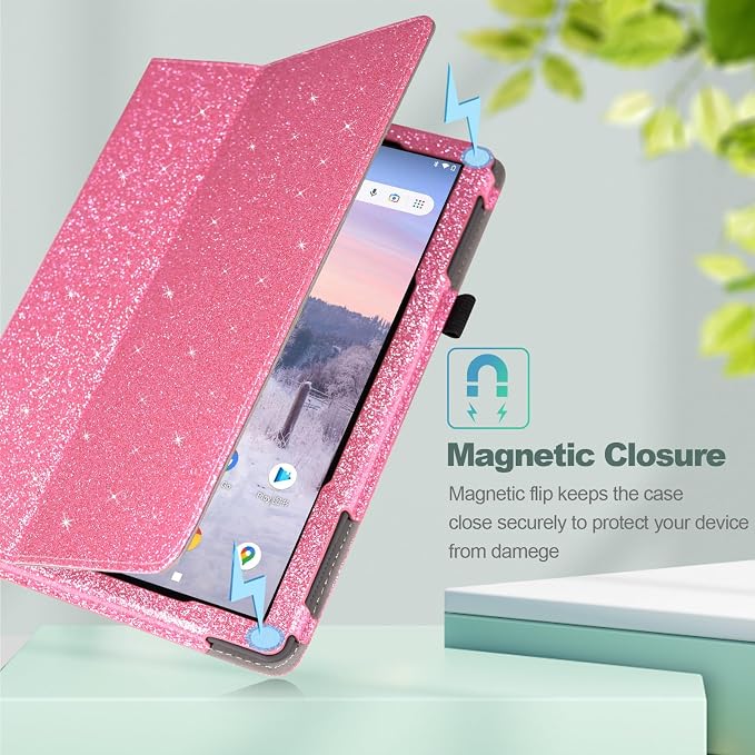 Case for T-Mobile Revvl Tab 2 Tablet - Folio Premium PU Leather Protective Stand Cover with Auto Sleep/Wake Almond Blossom