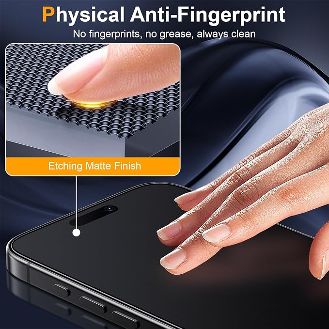 2 Pack Matte Privacy Screen Protector for iPhone 15 Pro Max 6.7-inch with Easy Installation Tool Anti Spy Anti Glare Tempered Glass Film Dynamic Island Compatible Case Friendly 9H Hardness