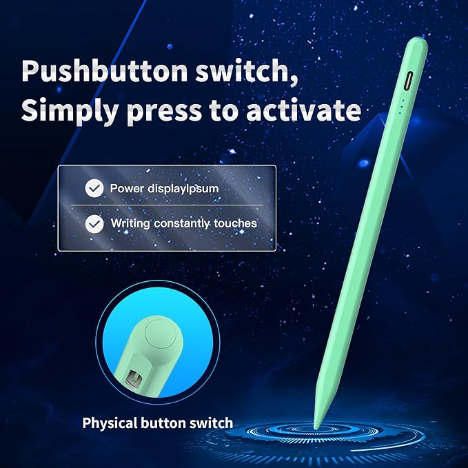 Stylus Pen Android for AMZ Tablet HD 10/Max 11 Compatible with Samsung/LenovoAccurate， Push-Button Switch On/OffLong Battery Life+2Tips(NW Black)