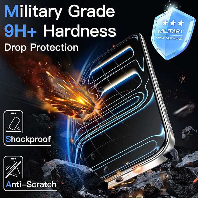 JETech Infinity AR Screen Protector for iPhone 17 Pro AR Anti-Reflective Coating 9H+ 3D Full Coverage Tempered Glass Military-Grade Shatterproof Smudge-Resistant Easy Install 1-Pack