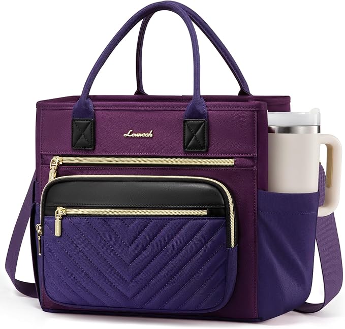 LOVEVOOK Insulated Lunch Bag Women,Wide Opening Adult Lunch Box Women,Leakproof Cooler Bag for Work Picnic Beach Family College,Lunch Teacher Tote Bag with Adjustable Shoulder Strap and Cup Holder