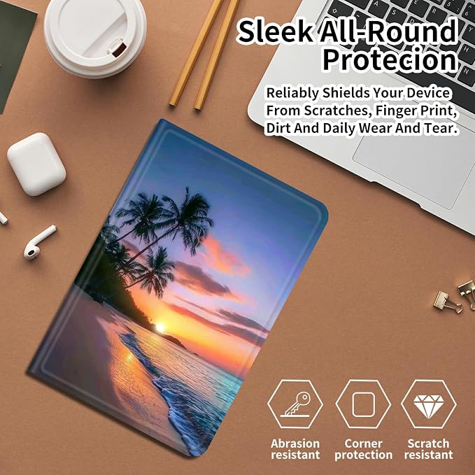 Case for Amazon Fire 7 Tablet 2019/2017 Release 9th/7th Generation PU Leather Smart Protective Cover with Auto Sleep/Wake for Fire 7 2019Beautiful Sunset