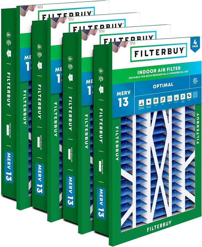 Filterbuy 20x30x5 Air Filter MERV 13 Optimal Smoke & Allergy Defense,