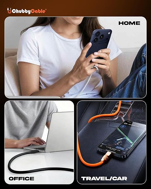 chubbycable for iPhone 17 240W Anodizing Fast Charging USB C Cable Silicone Durable Data Transfer Cable Black Type-C to Type-C 3.3FT