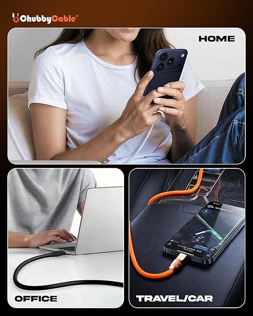 chubbycable for iPhone 17 240W Anodizing Fast Charging USB C Cable Silicone Durable Data Transfer Cable Black Type-C to Type-C 3.3FT