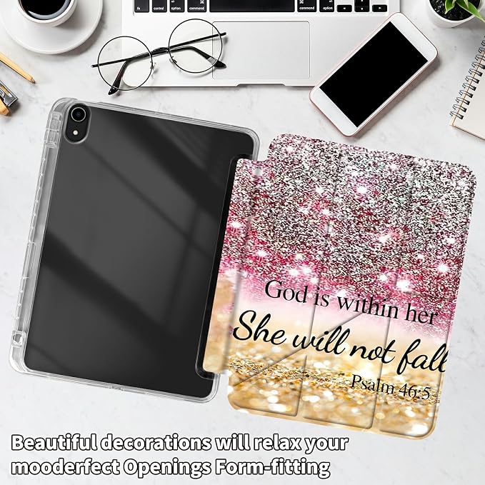 for iPad 10.2 &amp 10.5/iPad 9th/8th/7th Generation 10.2 2021 2020 2019 Case Mutil Angles Folding Y-Shaped Stand Cover with Pencil Holder Auto Wake/SleepAmerican Flag and Cow