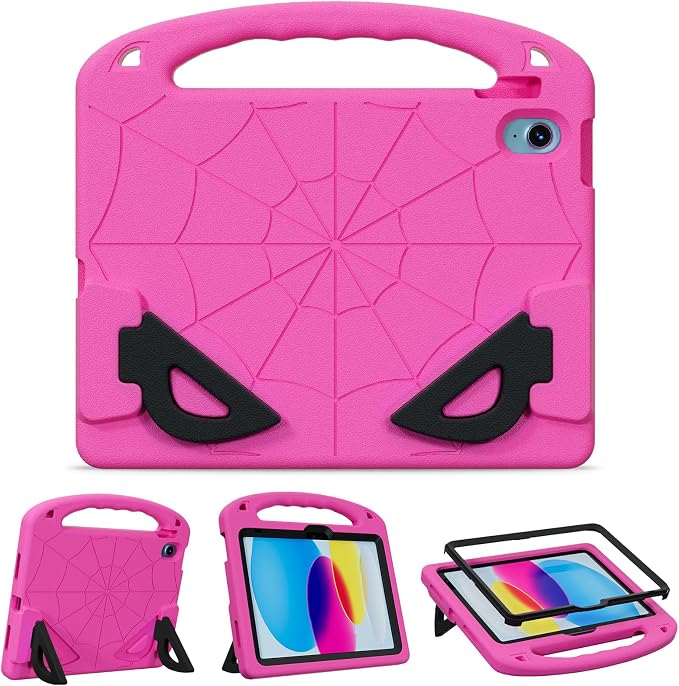 Kids Case for iPad A16 11th/ 10th Generation (2025/2022 Model) | iPad 11/ iPad 10 Full-Body Drop Protection cover with Screen Protector EVA Shockproof Handle Stand Black