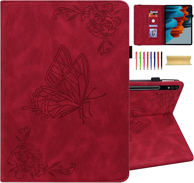 Dteck Wallet Case for Galaxy Tab S10+/S9+/S7 FE/S8+/S7 Plus 12.4 Tablet Premium PU Leather Folding Stand Auto Wake/Sleep Pen Holder Case with Hummingbirds