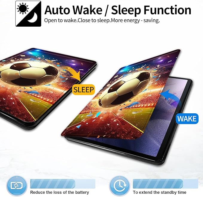 Case for iPad (A16) 11th Generation 11 Inch (2025)iPad 10th Generation 10.9 Inch (2022)PU Leather Slim Standing Smart Coverwith Auto Sleep/WakeBall on Fire