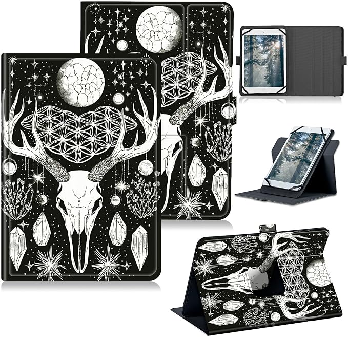 for Walmart Onn 10.1 2024 Onn 10.1 Gen 4 Universal Tablet Case 360 Degree Rotating Kickstand Protective Stand Case with Multiple Viewing PU Leather Shell Case Black Book Cat