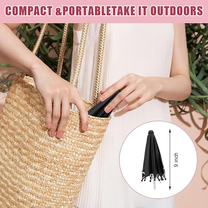 2 PCS Phone Umbrella for Sun Mini Umbrella for Phone with Clip Bracket Used to Shade The Device and Prevent Dizziness Suitable for Beach Pool Outdoor (Black + Pink)