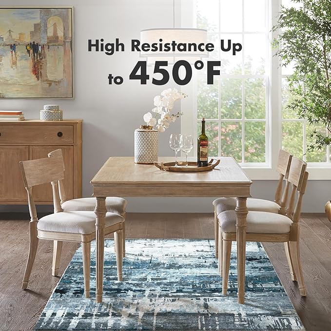 3x5 Soft Washable Area Rugs for Living Room and Bedroom, Non-Slip Stain Resistant Indoor Carpet, Cozy Floor Mat for Dining Room, Office,Stain Resistant Entryway Blue